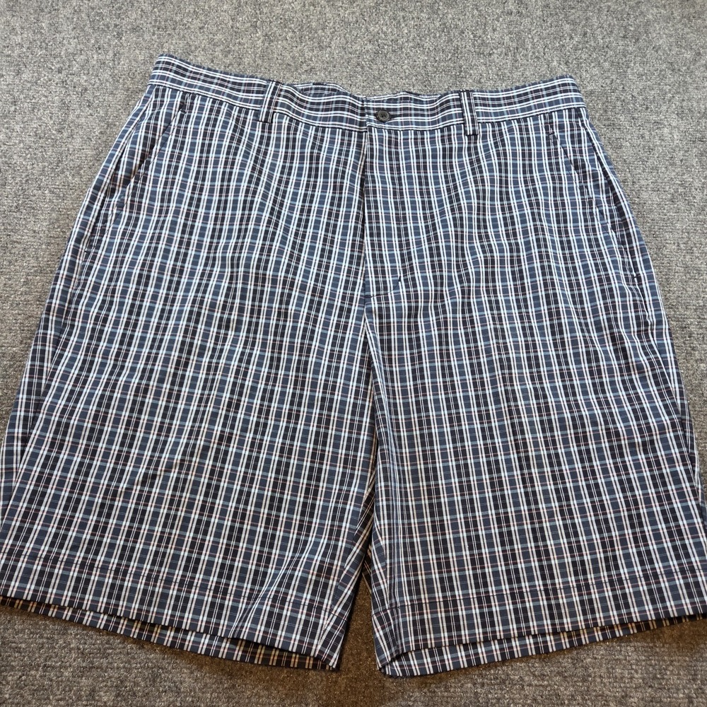 Cutter & Buck CB Drytec Shorts Mens Sz 38 Blue Plaid Performance Stretch